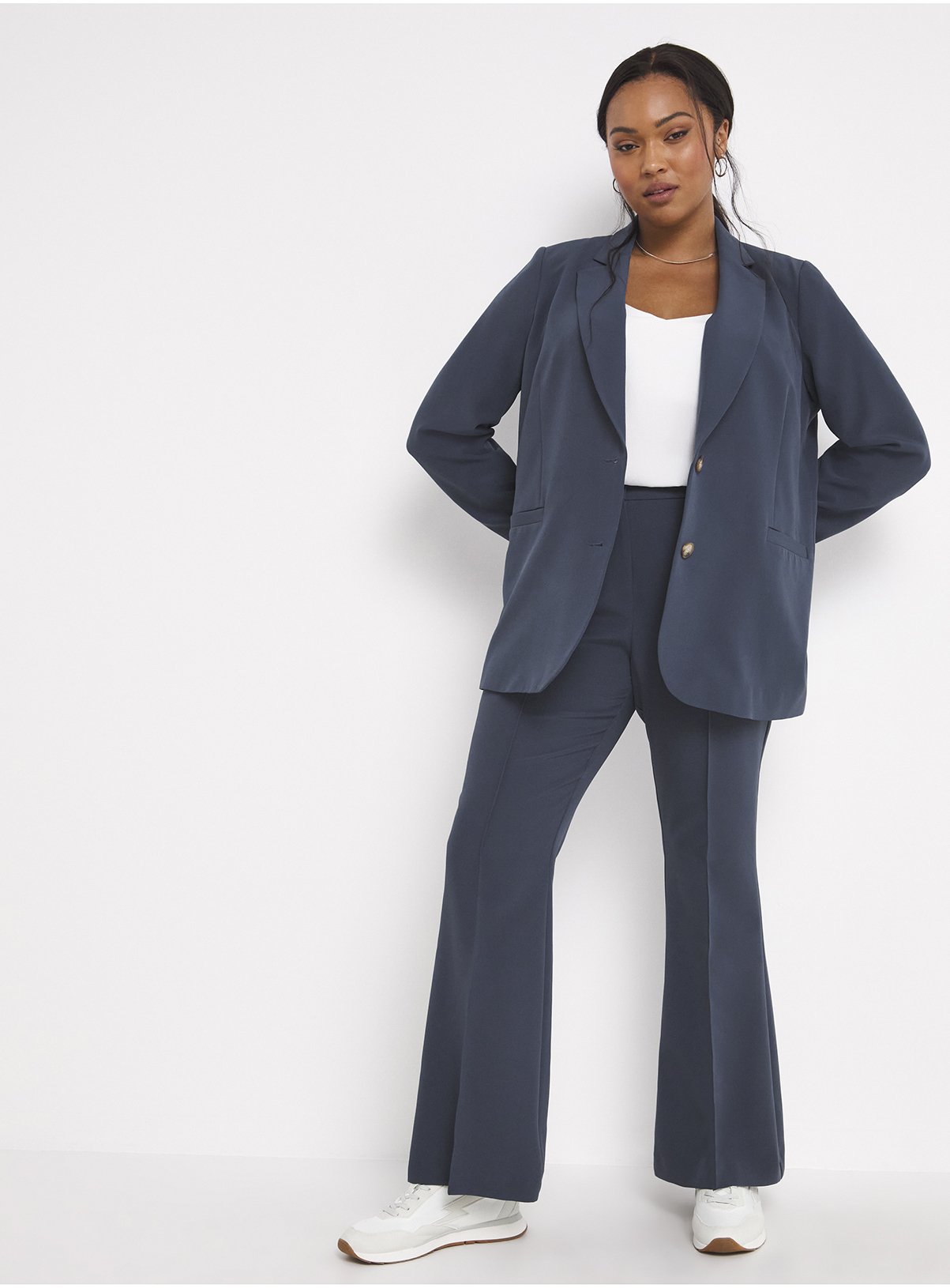 SIMPLY BE Blue Flared Tailored Trousers 