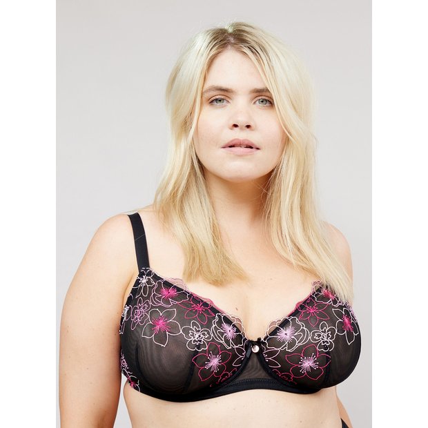 Buy OOLA LINGERIE Lace & Logo Non Wired Soft Bra 44DD, Bras