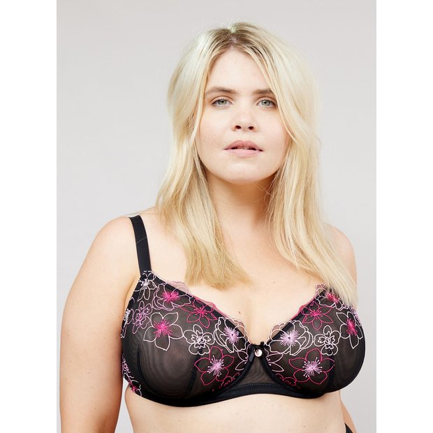 Buy OOLA LINGERIE Embroidery Balcony Bra 46G, Bras