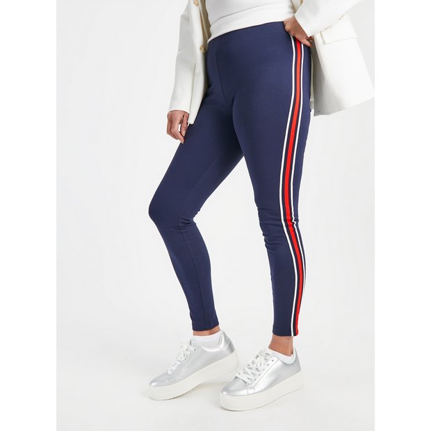 Navy and 2024 white striped leggings