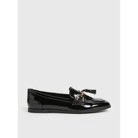 Black Patent Classic Buckle Loafers  