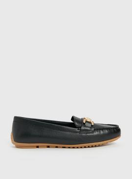 Sole Comfort Black Driving Snaffle Loafer 