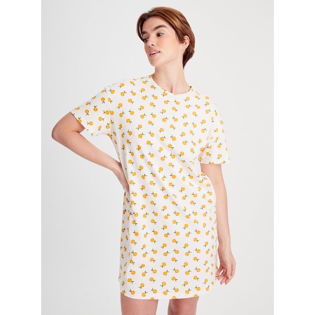 Buy Cream Oranges Print Nightdress L Nightdresses Tu