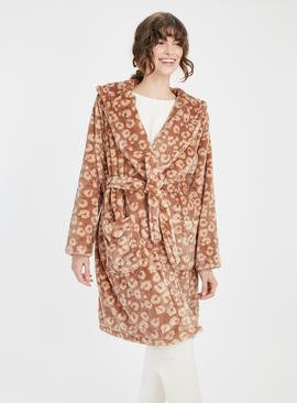 Brown Animal Print Fluffy Dressing Gown  