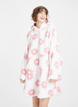 Pink Flower Hooded Blanket 