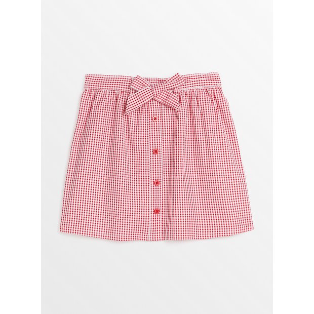 Gingham school skirt on sale red