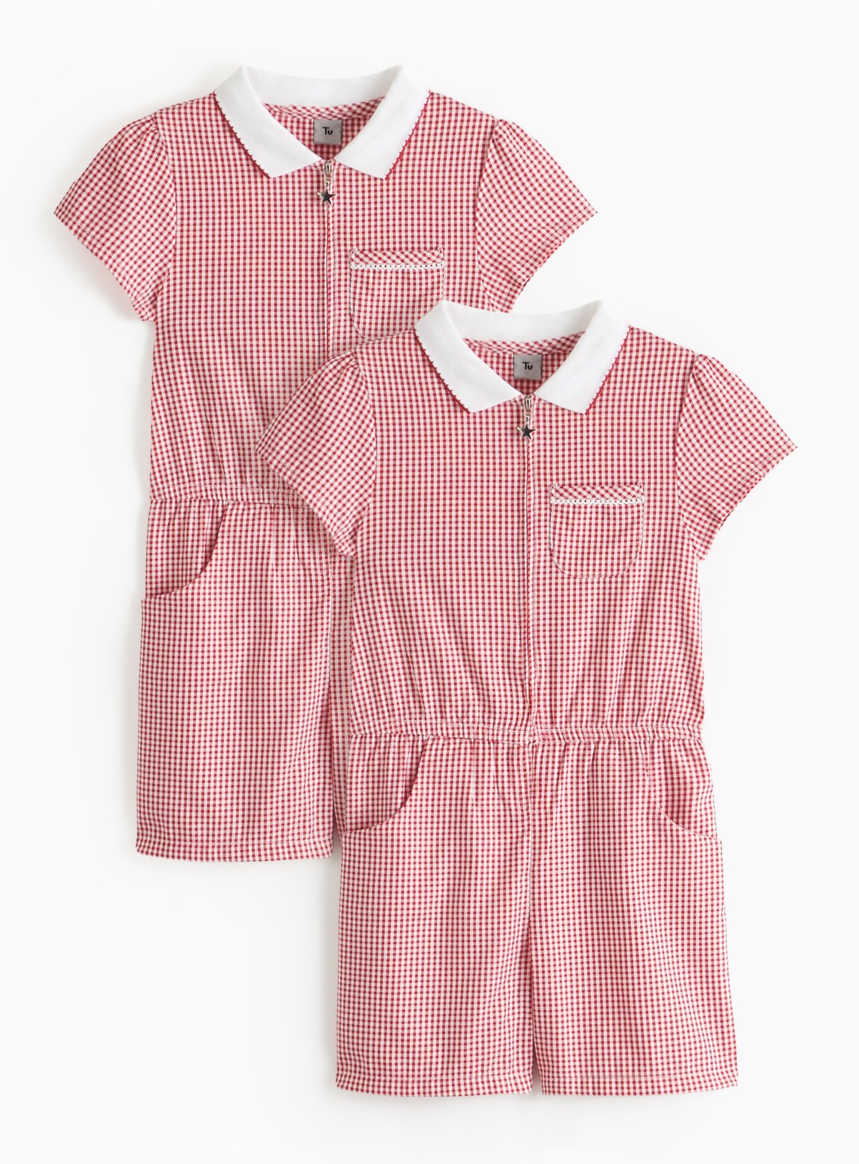 2 Pack Red Gingham Playsuits 10 years