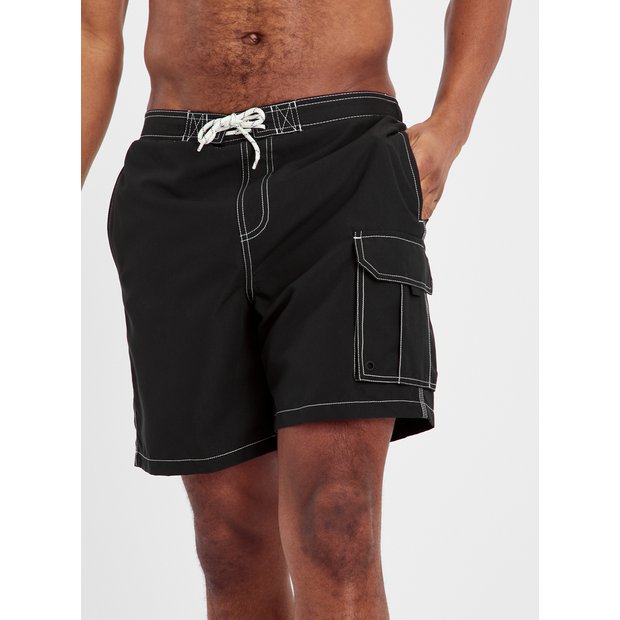 Buy Black Contrast Stitch Cargo Swim Shorts L Swimwear Tu