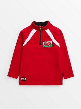 Wales Rugby Red Half Zip Fleece 
