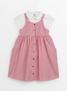 Red Gingham Dress & Top Set 9 years