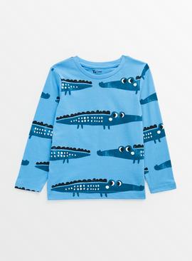 Blue Crocodile Print T-Shirt 