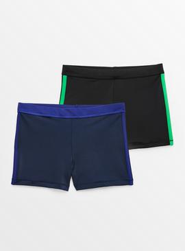 Black Stripe Swim Shorts 2 Pack 