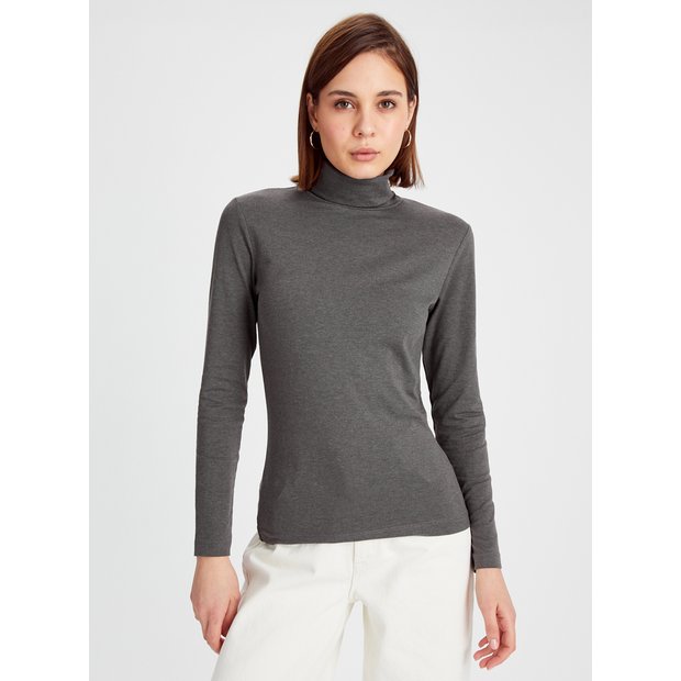 Dark grey roll neck top best sale