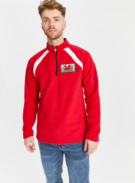 Wales Rugby Red Half Zip Fleece 