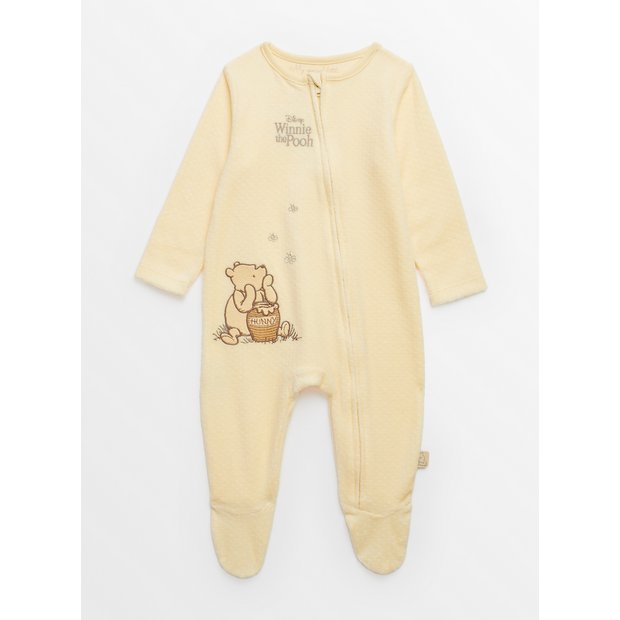 Winnie the Pooh Sleepsuit in Velour for Baby Boys, Disney® - vanilla, Baby