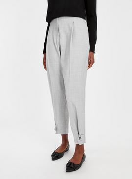 Charcoal Grey Pleated Tapered Trousers 