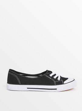 Black Low Lace Canvas Trainers 