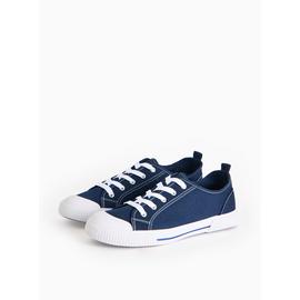 Buy Navy Eyelet Canvas Lace up Trainers 3 Shoes Argos