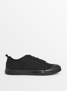 Black Canvas Lace Up Trainers 