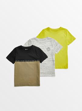 Khaki & Grey Marl T-Shirts 3 Pack  