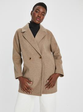 Beige Double Breasted Tailored Coat 