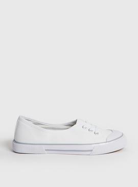 White Low Lace Canvas Trainers  