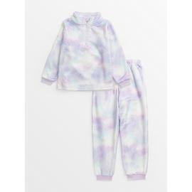 Purple Space Dye Sparkle Fleece Pyjamas  3-4 years
