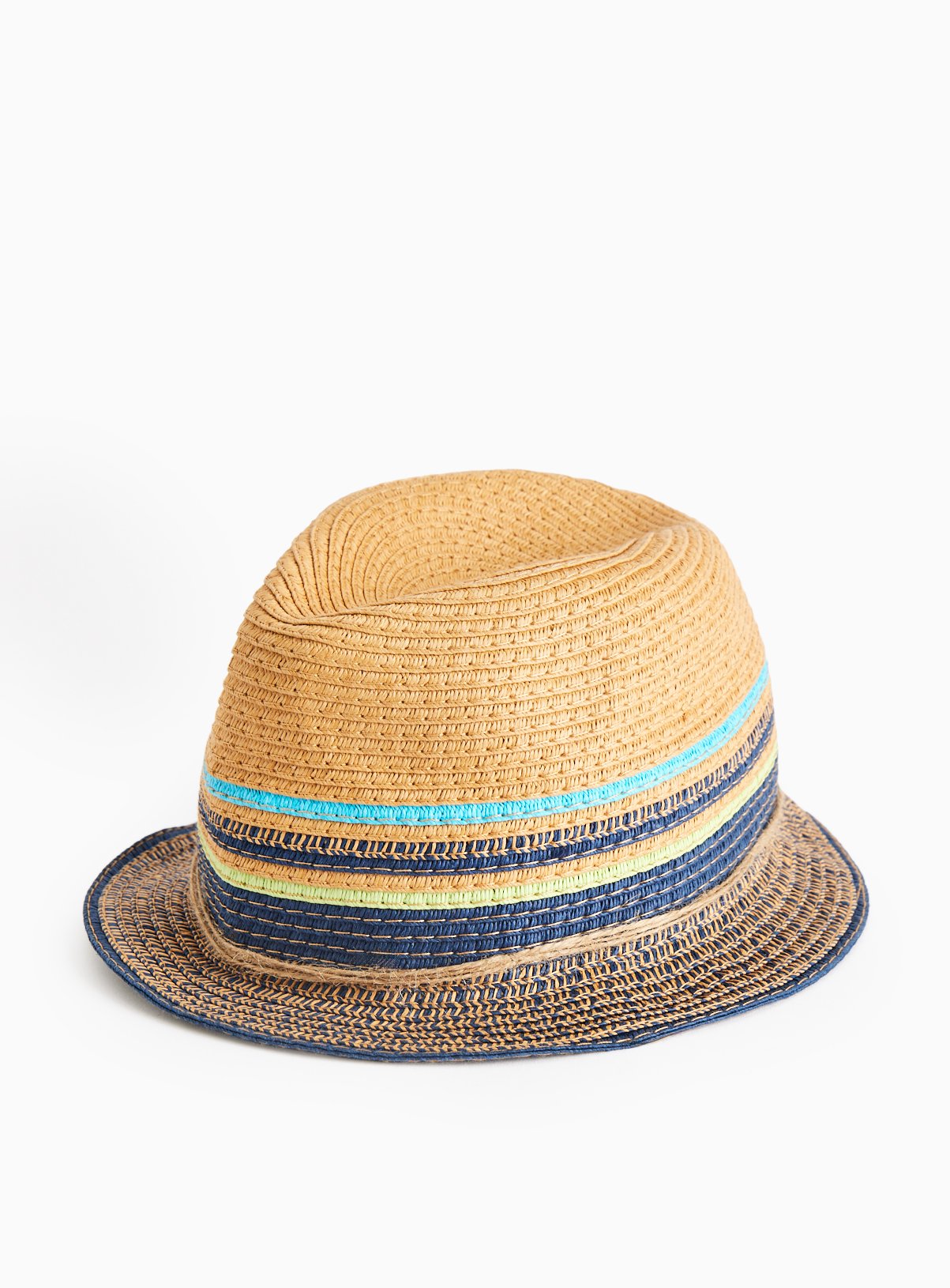Stripe Straw Trilby Hat