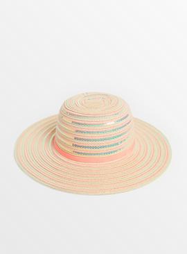 Coral Shimmer Floppy Sun Hat 