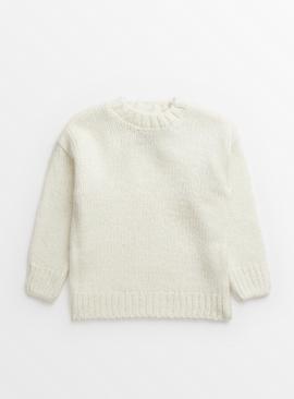 Cream Sparkle Bow Knitted Jumper 