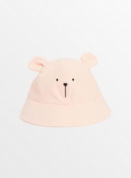 Pink Novelty Bear Bucket Hat Up to 3 mths