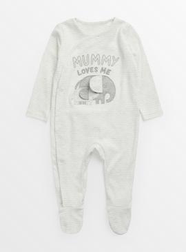 Grey Mummy Loves Me Elephant Sleepsuit  9-12 months