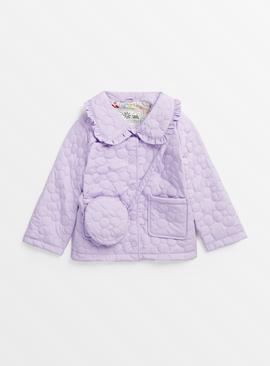 Lilac Quilted Jacket With Bag 