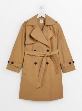 PETITE Neutral Longline Belted Trench  