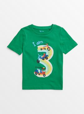  I Am 3 Green Birthday T-Shirt 