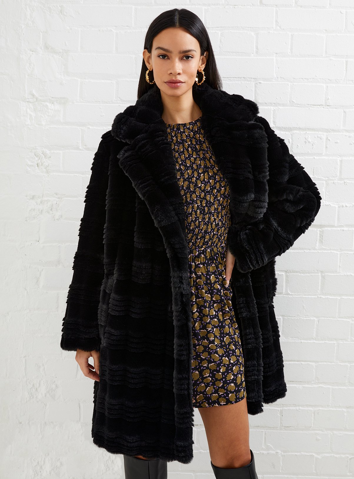 FRENCH CONNECTION Daryn Faux Fur Coat XS