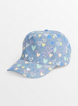 Blue Heart Print Cap 