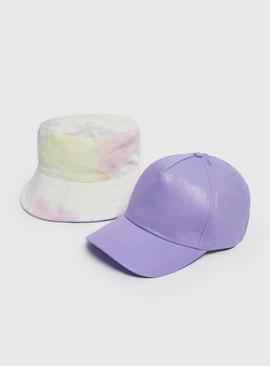 Pink Shimmer Cap & Tie Dye Bucket Hat 2 Pack 