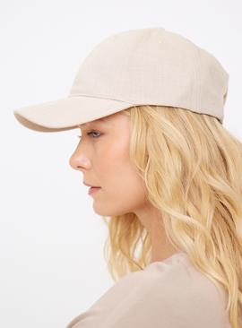 Oatmeal Baseball Cap With Linen One Size