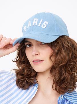 Blue Paris Embroidered Cap  One Size