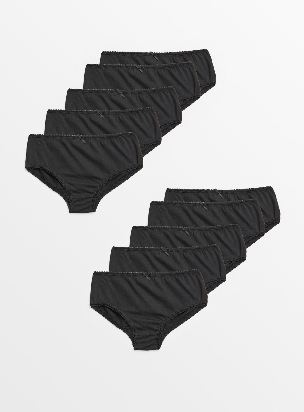 Plain Black Briefs 10 Pack 5-6 years