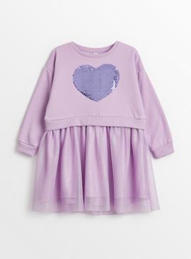 Lilac Heart Sequin Party Dress 