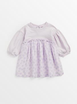 Lilac Floral Sweatshirt Dress 