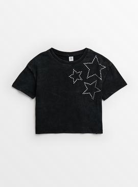 Charcoal Star Cropped T-Shirt 