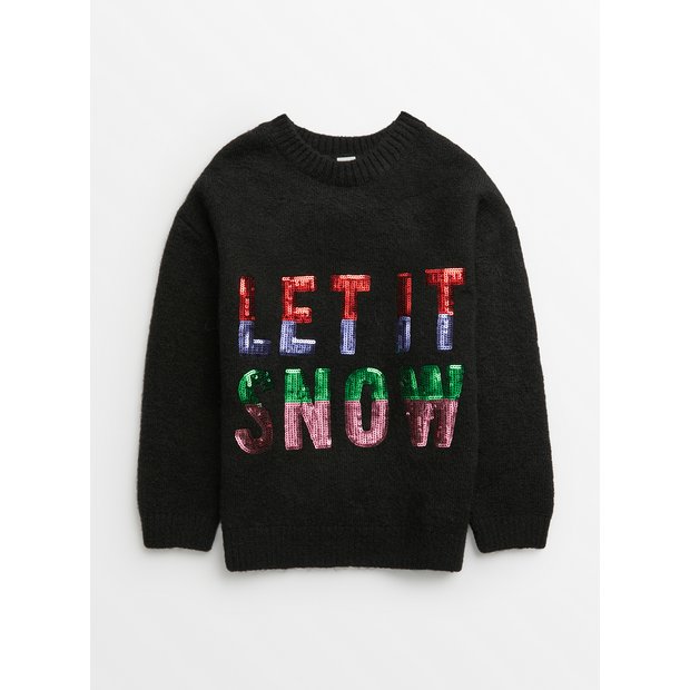 Buy Black Let It Snow Christmas Jumper 12 years Christmas