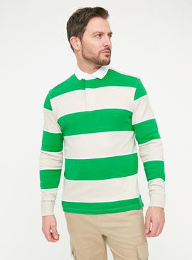 Green Stripe Rugby Polo Shirt  