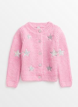 Pink Sequin Stars Sparkle Cardigan  
