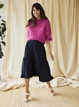 THOUGHT Milou Organic Cotton Corduroy Tiered Midi Skirt 