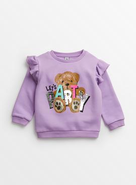 Lilac Bear Print Party Sweatshirt 