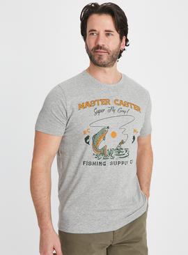 Grey Fishing Supply Graphic T-Shirt 